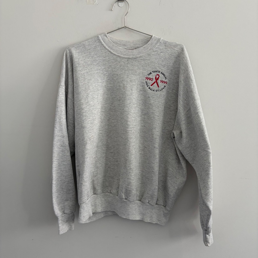 Vintage Hanes ComfortBlend AIDS Walk St Louis 1999 Sweatshirt Grey XL